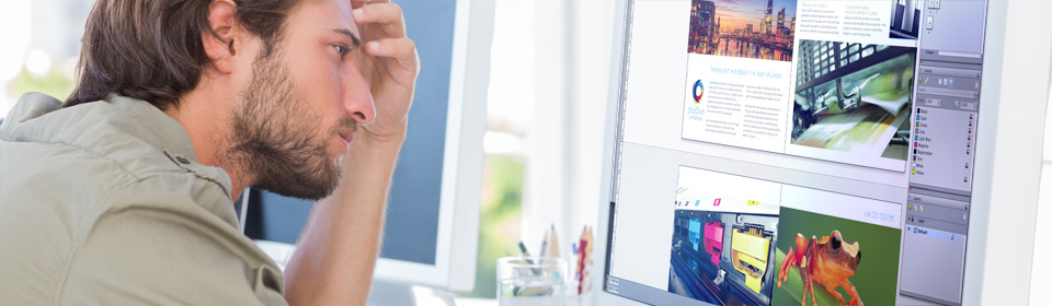 Graphic designer designing print layout artwork